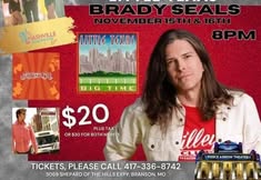 Brady Seals Joins Nashville Roadhouse Live Nov 15 & 16 Fri 3pm Sat 8pm