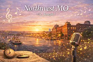 A crowd cheering for a band at an outdoor festival, showcasing the vibrant live music in St. Joseph, MO.